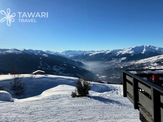 Paysage enneigé Domaine Les Arcs panorama alpin Tawari